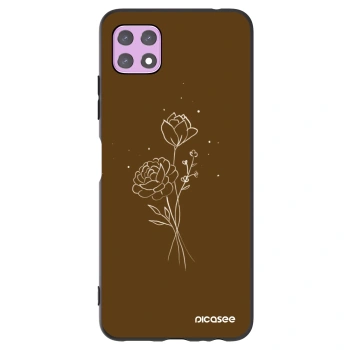 Picasee silikonowe czarne etui na Samsung Galaxy A22 A226B 5G - Brown flowers