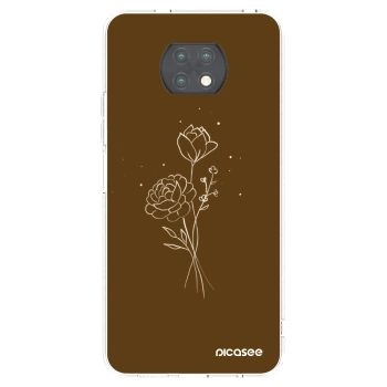Picasee silikonowe przeźroczyste etui na Xiaomi Redmi Note 9T - Brown flowers