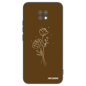 Picasee silikonowe czarne etui na Xiaomi Redmi Note 9T - Brown flowers