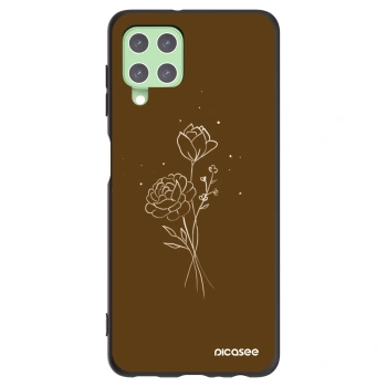 Picasee silikonowe czarne etui na Samsung Galaxy A22 A225F 4G - Brown flowers