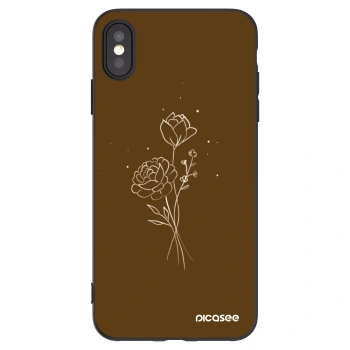 Picasee silikonowe czarne etui na Apple iPhone XS Max - Brown flowers
