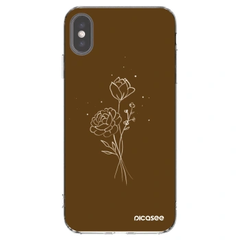 Picasee silikonowe przeźroczyste etui na Apple iPhone XS Max - Brown flowers