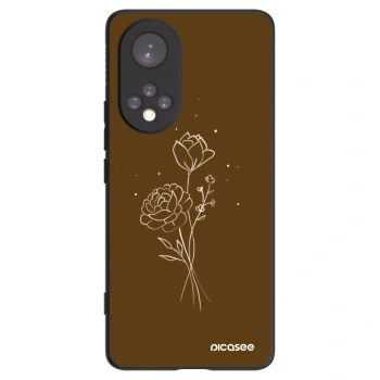 Picasee silikonowe czarne etui na Huawei Nova 9 - Brown flowers