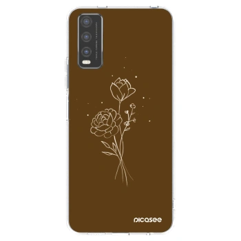 Picasee silikonowe przeźroczyste etui na Vivo Y20s - Brown flowers