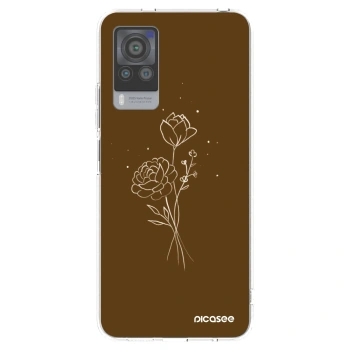 Picasee silikonowe przeźroczyste etui na Vivo X60 Pro 5G - Brown flowers