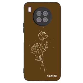 Picasee silikonowe czarne etui na Huawei Nova 8i - Brown flowers