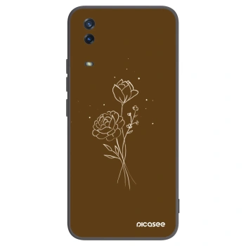 Picasee silikonowe czarne etui na Vivo Y11s - Brown flowers