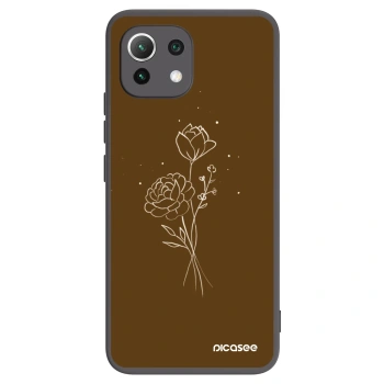 Picasee silikonowe czarne etui na Xiaomi 11 Lite 5G NE - Brown flowers