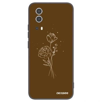Picasee silikonowe czarne etui na Vivo Y72 5G - Brown flowers