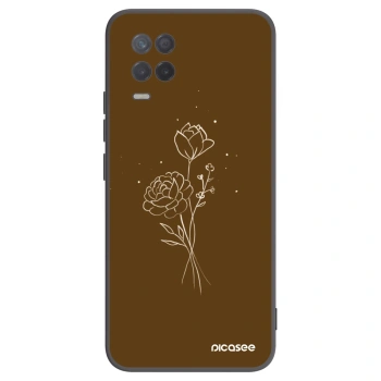 Picasee silikonowe czarne etui na Realme 8 5G - Brown flowers