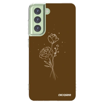 Picasee silikonowe przeźroczyste etui na Samsung Galaxy S21 FE 5G - Brown flowers