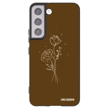 Picasee silikonowe czarne etui na Samsung Galaxy S22 5G - Brown flowers