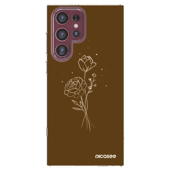 Picasee silikonowe przeźroczyste etui na Samsung Galaxy S22 Ultra 5G - Brown flowers
