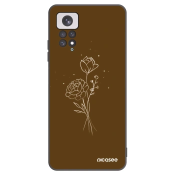 Picasee silikonowe czarne etui na Xiaomi Redmi Note 11 - Brown flowers