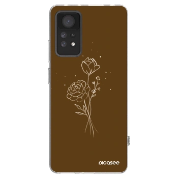 Picasee silikonowe przeźroczyste etui na Xiaomi Redmi Note 11 Pro 5G - Brown flowers