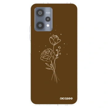 Picasee silikonowe przeźroczyste etui na Realme 9 Pro 5G - Brown flowers