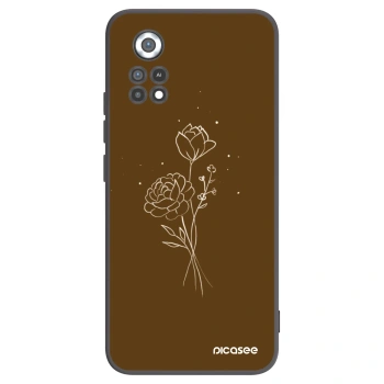 Picasee silikonowe czarne etui na Xiaomi Poco X4 Pro 5G - Brown flowers