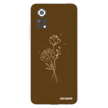 Picasee silikonowe przeźroczyste etui na Xiaomi Poco X4 Pro 5G - Brown flowers