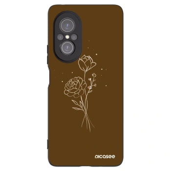 Picasee silikonowe czarne etui na Huawei Nova 9 SE - Brown flowers