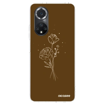 Picasee silikonowe przeźroczyste etui na Huawei Nova 9 SE - Brown flowers