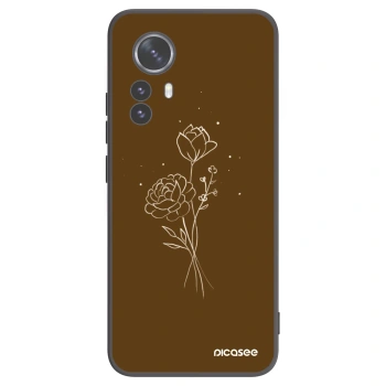 Picasee silikonowe czarne etui na Xiaomi 12 Pro - Brown flowers