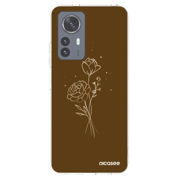Picasee silikonowe przeźroczyste etui na Xiaomi 12 Pro - Brown flowers