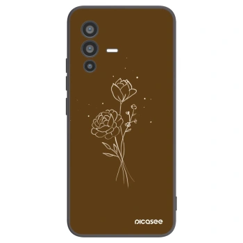 Picasee silikonowe czarne etui na Vivo V23 5G - Brown flowers