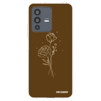 Picasee silikonowe przeźroczyste etui na Vivo V23 5G - Brown flowers