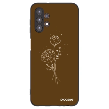 Picasee silikonowe czarne etui na Samsung Galaxy A13 4G A135 - Brown flowers