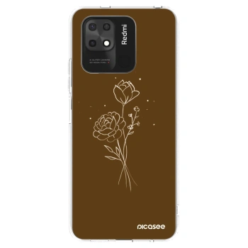 Picasee silikonowe przeźroczyste etui na Xiaomi Redmi 10C - Brown flowers