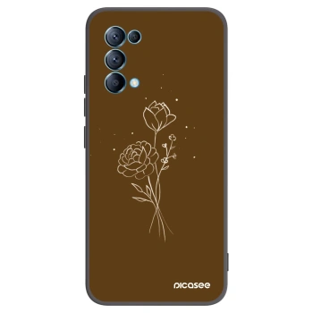Picasee silikonowe czarne etui na OPPO Reno 5 5G - Brown flowers