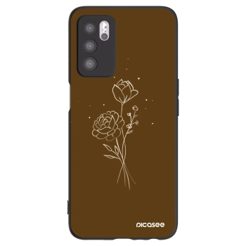 Picasee silikonowe czarne etui na OPPO A16 - Brown flowers