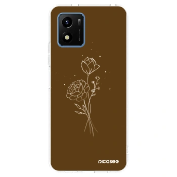 Picasee silikonowe przeźroczyste etui na Vivo Y01 - Brown flowers