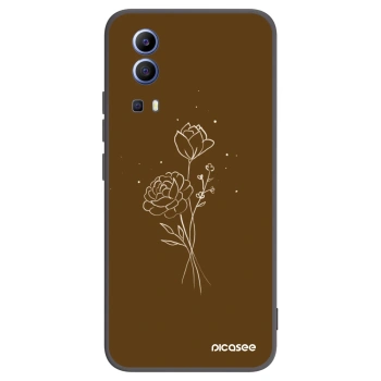 Picasee silikonowe czarne etui na Vivo Y52 5G - Brown flowers