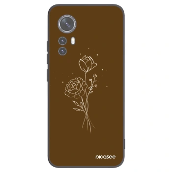 Picasee silikonowe czarne etui na Xiaomi 12X - Brown flowers