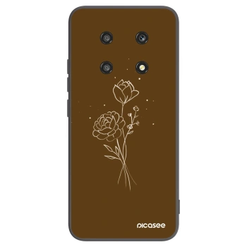 Picasee silikonowe czarne etui na Honor Magic4 Lite 5G - Brown flowers