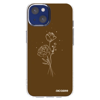 Picasee silikonowe przeźroczyste etui na Apple iPhone 14 - Brown flowers