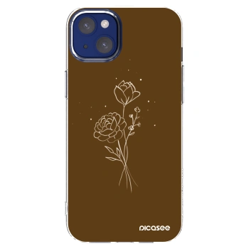 Picasee silikonowe przeźroczyste etui na Apple iPhone 14 Plus - Brown flowers