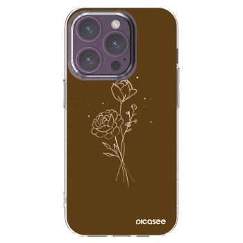 Picasee silikonowe przeźroczyste etui na Apple iPhone 14 Pro - Brown flowers