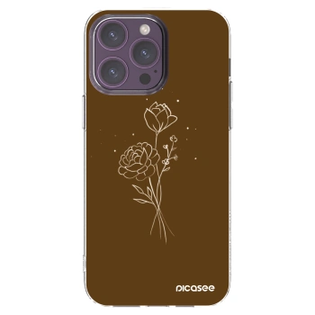Picasee silikonowe przeźroczyste etui na Apple iPhone 14 Pro Max - Brown flowers