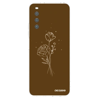 Picasee silikonowe przeźroczyste etui na Sony Xperia 10 IV 5G - Brown flowers