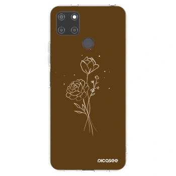 Picasee silikonowe przeźroczyste etui na Realme C21Y - Brown flowers