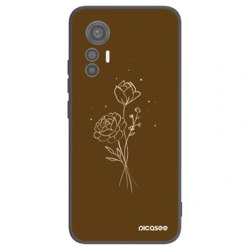 Picasee silikonowe czarne etui na Xiaomi 12 Lite - Brown flowers