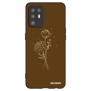 Picasee silikonowe czarne etui na OPPO A94 5G - Brown flowers