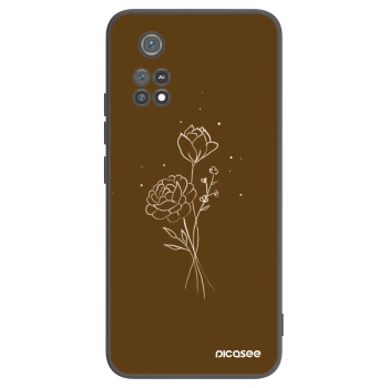 Picasee silikonowe czarne etui na Xiaomi Poco M4 Pro - Brown flowers