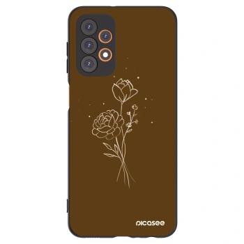 Picasee silikonowe czarne etui na Samsung Galaxy A23 A235F 4G - Brown flowers