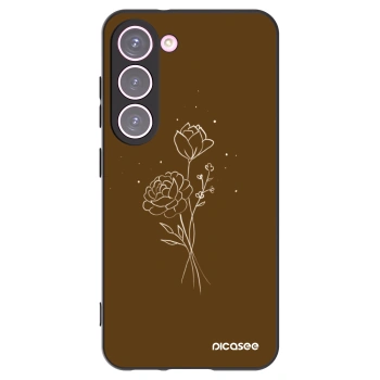 Picasee silikonowe czarne etui na Samsung Galaxy S23 5G - Brown flowers