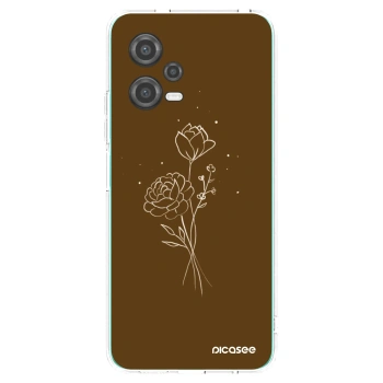 Picasee silikonowe przeźroczyste etui na Xiaomi Poco X5 - Brown flowers
