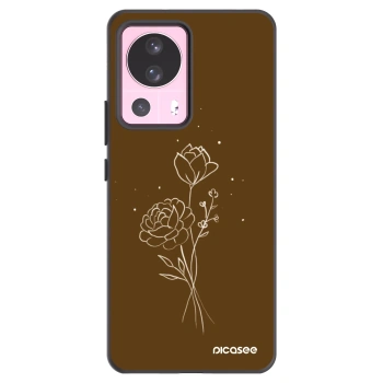 Picasee silikonowe czarne etui na Xiaomi 13 Lite - Brown flowers