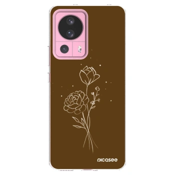 Picasee silikonowe przeźroczyste etui na Xiaomi 13 Lite - Brown flowers
